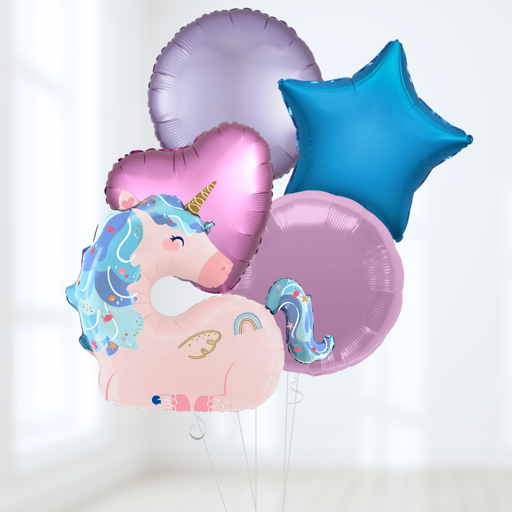 Unicorn Birthday Helium Balloon Bouquet