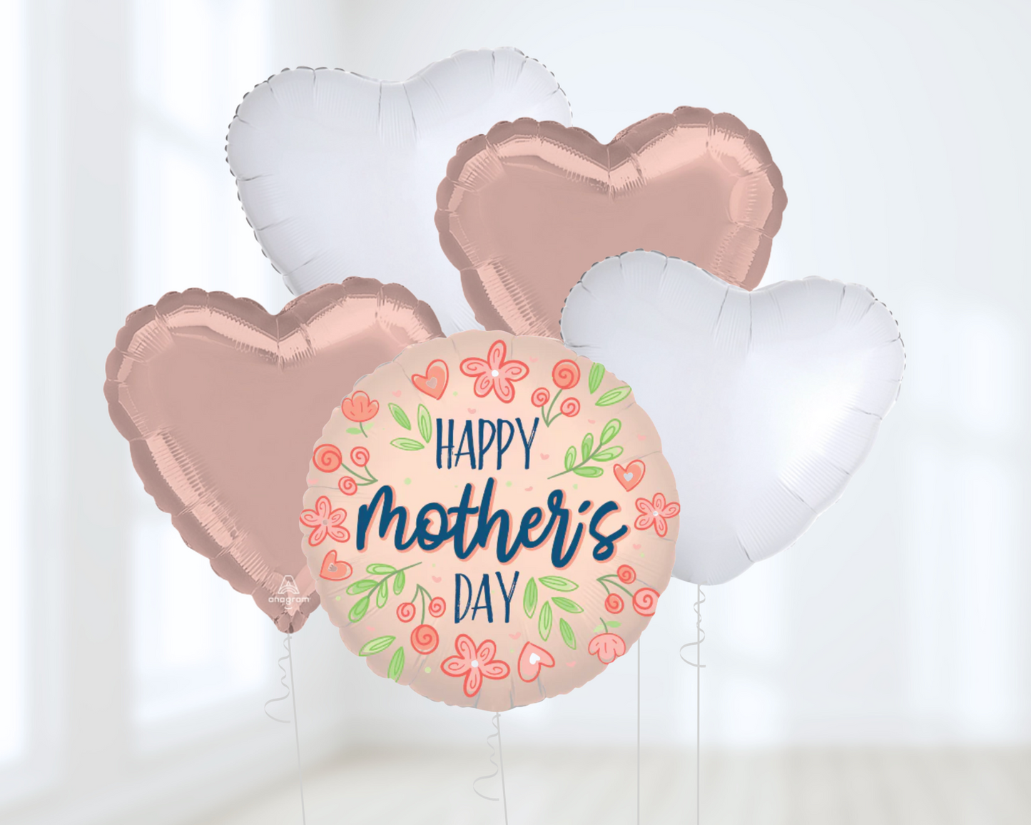 Mother's Day Floral Heart Balloon Bouquet