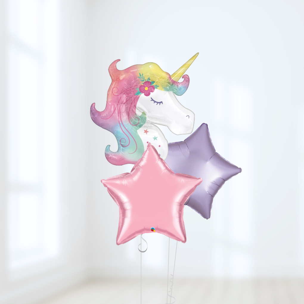Rainbow Unicorn Birthday Helium Balloon Bouquet