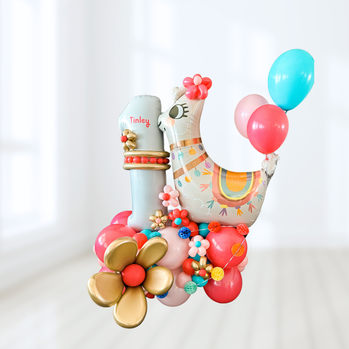 Personalized Llama Fiesta Birthday Themed Number Stack