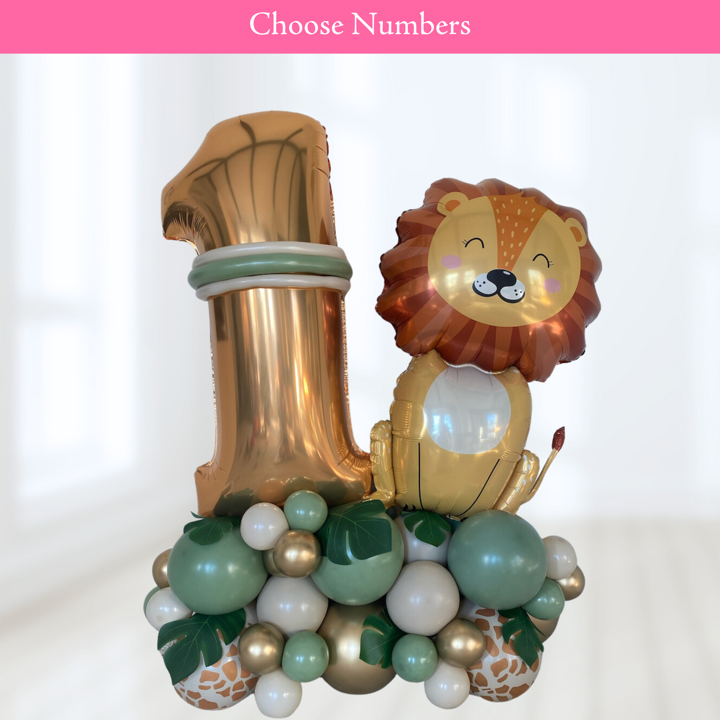 Personalized Wild One Lion Birthday Themed Number Stack