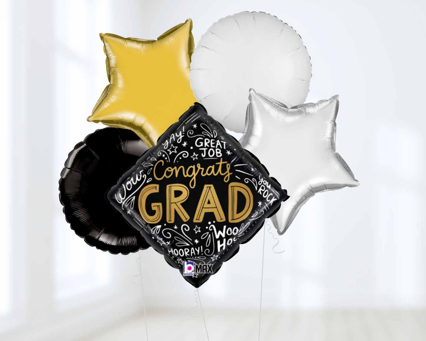 Black and White Graduation Balloon Bouquet